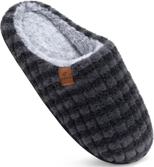 COFACE Unisex Mens Womens Cozy Memory Foam Scuff Slippers Casual Slip On Warm House Shoes Indoor/Outdoor Sandal Slippers With Arch Support Rubber Sole Size 4-15