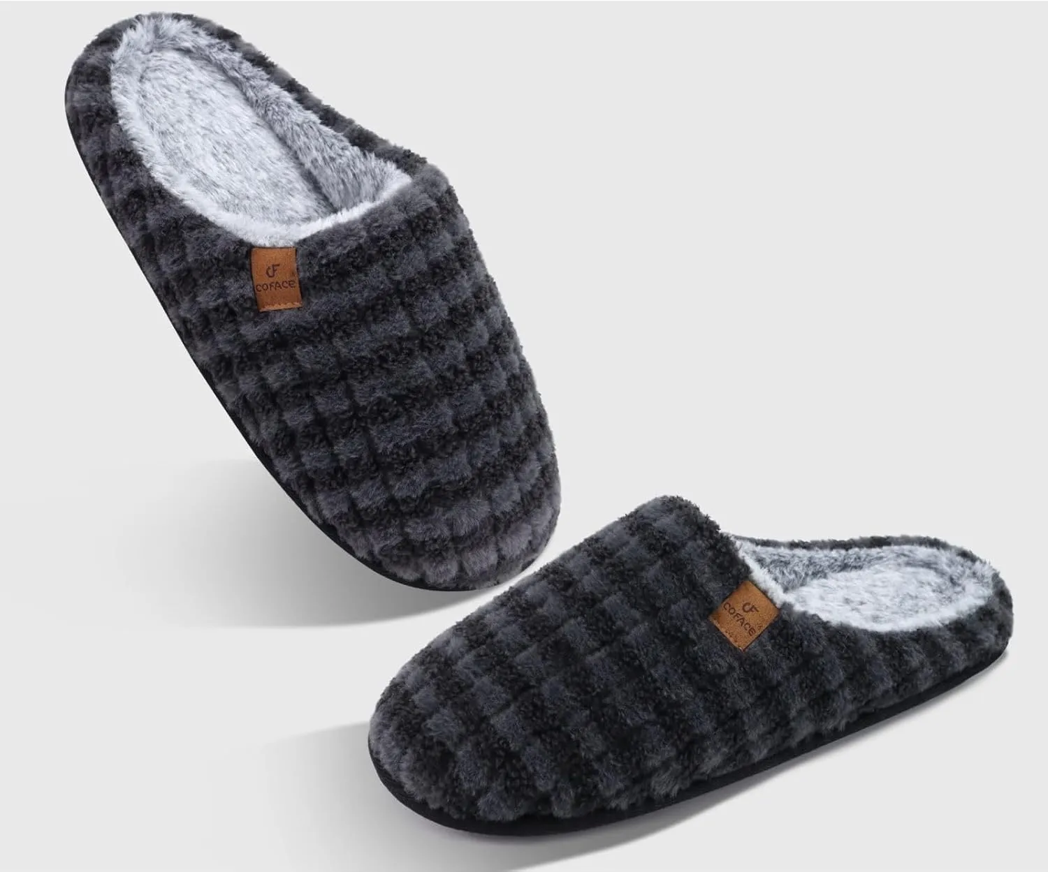 COFACE Unisex Mens Womens Cozy Memory Foam Scuff Slippers Casual Slip On Warm House Shoes Indoor/Outdoor Sandal Slippers With Arch Support Rubber Sole Size 4-15