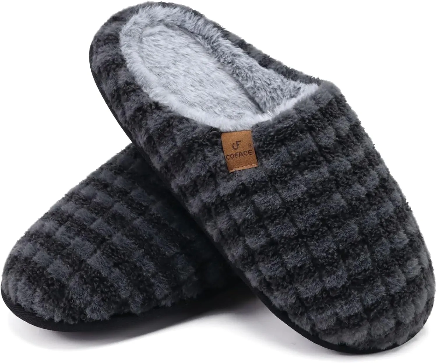 COFACE Unisex Mens Womens Cozy Memory Foam Scuff Slippers Casual Slip On Warm House Shoes Indoor/Outdoor Sandal Slippers With Arch Support Rubber Sole Size 4-15