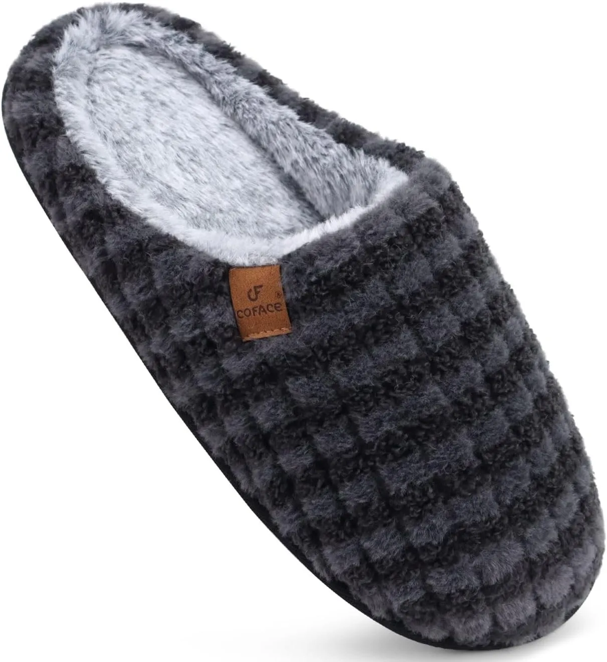 COFACE Unisex Mens Womens Cozy Memory Foam Scuff Slippers Casual Slip On Warm House Shoes Indoor/Outdoor Sandal Slippers With Arch Support Rubber Sole Size 4-15
