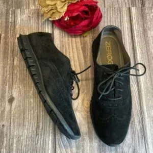 COLE HAAN ZeroGrand Black Leather Wing Oxford II Sneakers 6.5