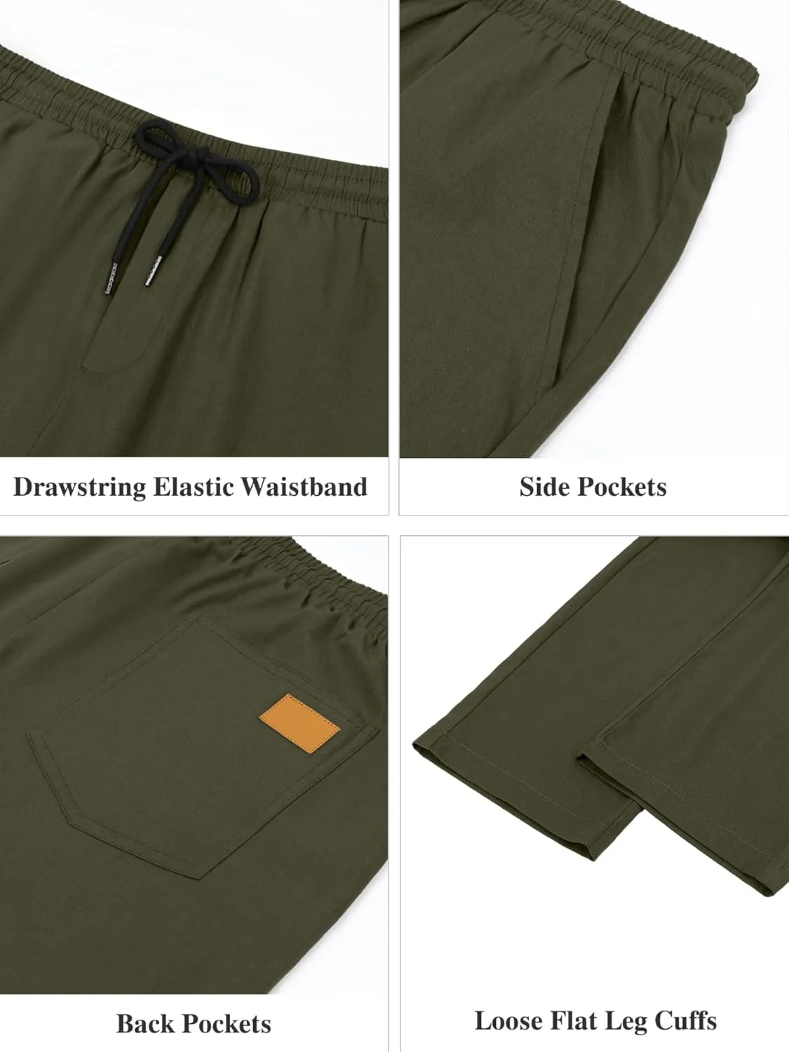 Comdecevis Mens Casual Pants Drawstring Elastic Waist Hiking Sweatpants with Pockets Straight Leg Cargo Pants
