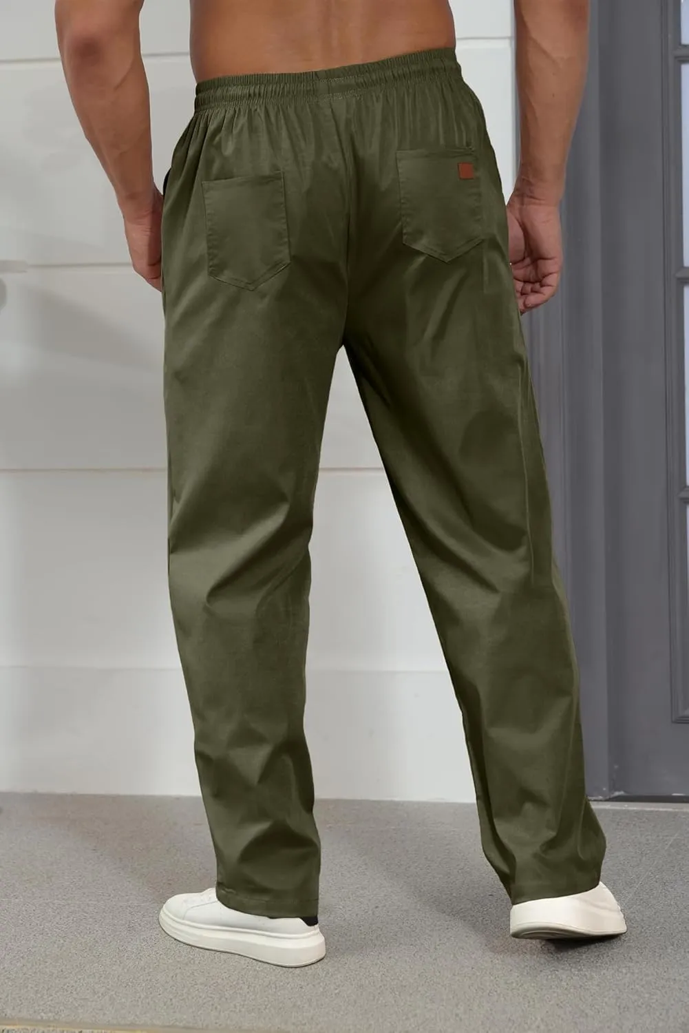Comdecevis Mens Casual Pants Drawstring Elastic Waist Hiking Sweatpants with Pockets Straight Leg Cargo Pants