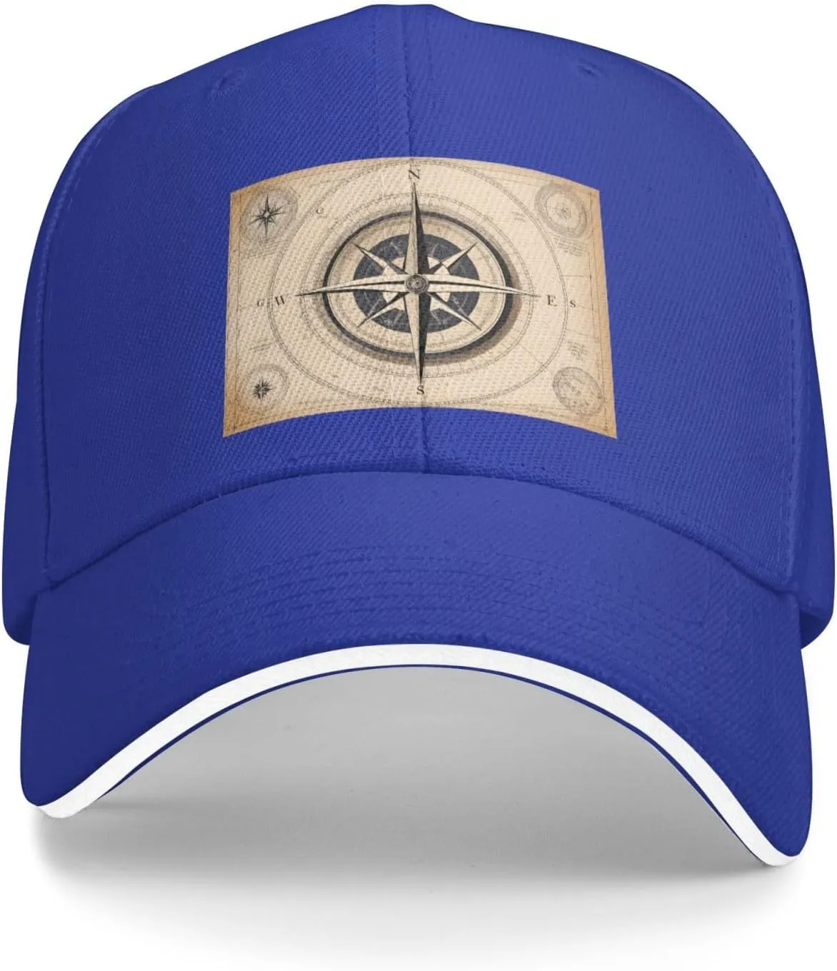 Compass Navigation Pattern Unisex Baseball Cap Black : Breathable, Light