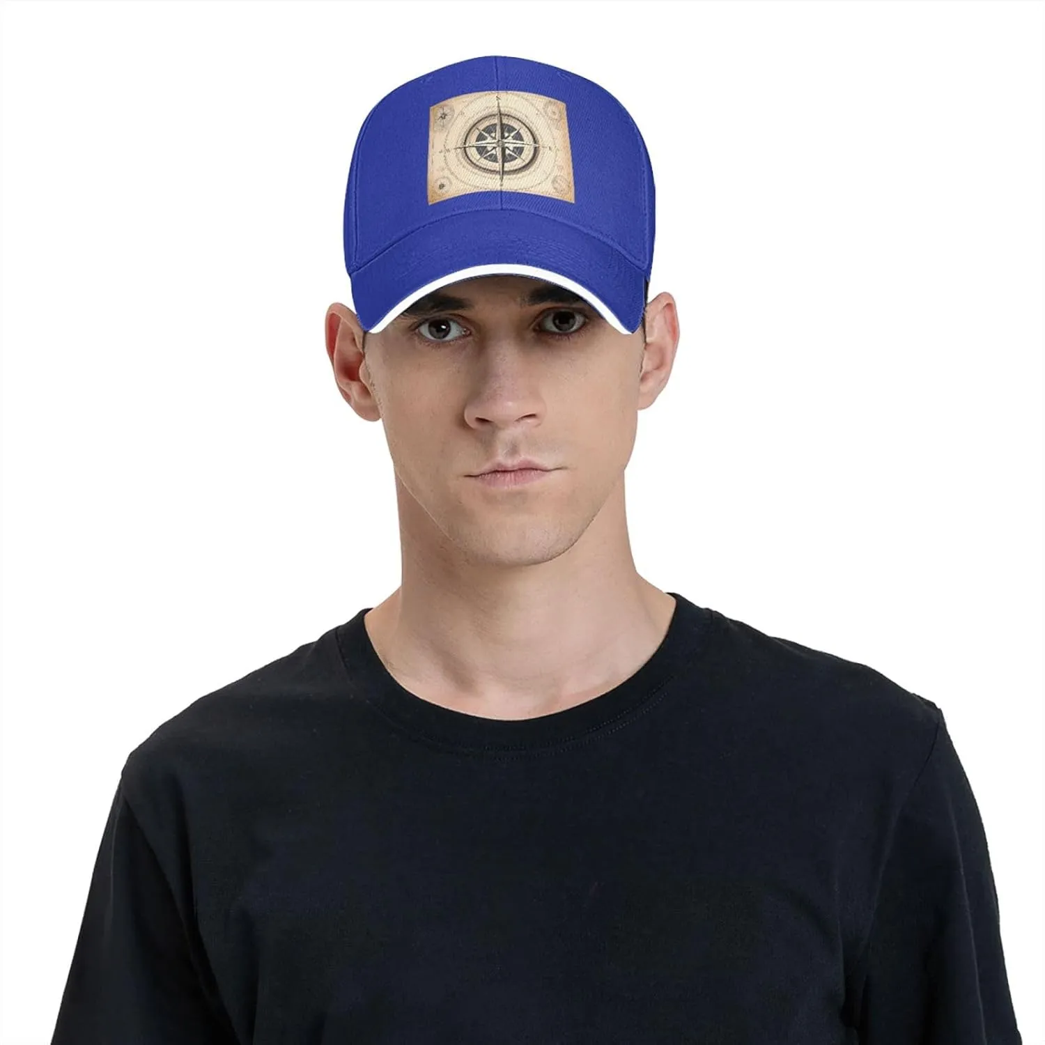 Compass Navigation Pattern Unisex Baseball Cap Black : Breathable, Light