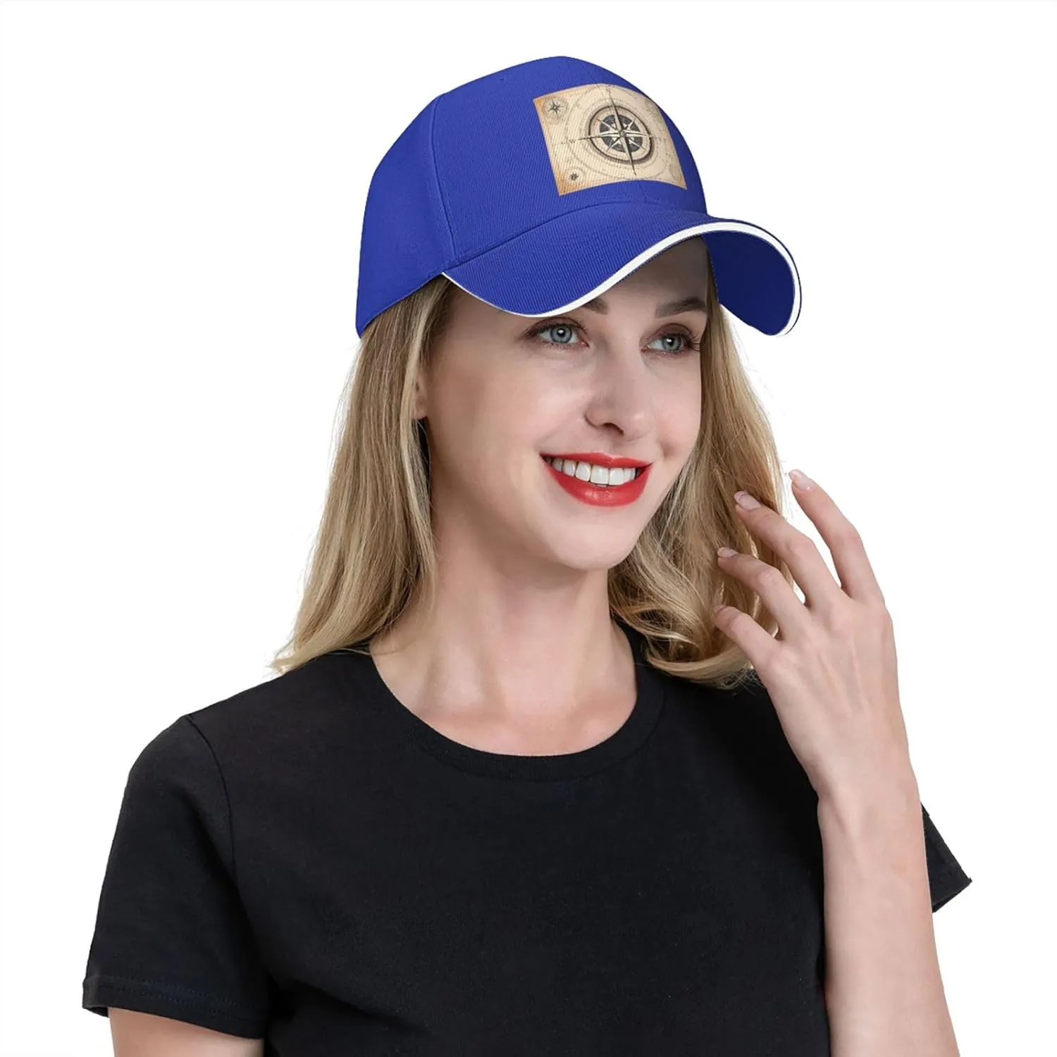 Compass Navigation Pattern Unisex Baseball Cap Black : Breathable, Light