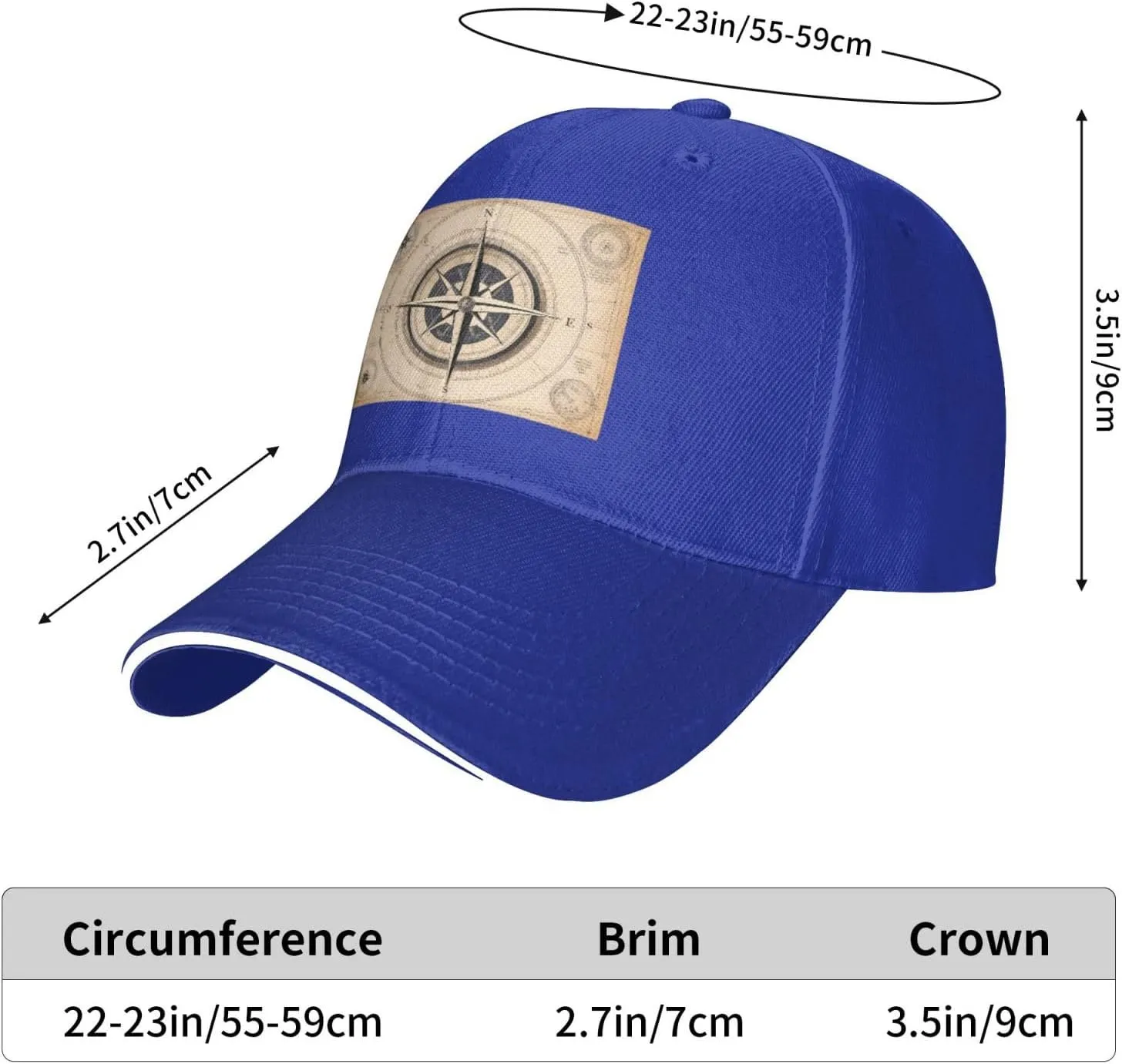 Compass Navigation Pattern Unisex Baseball Cap Black : Breathable, Light