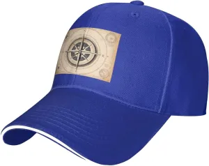 Compass Navigation Pattern Unisex Baseball Cap Black : Breathable, Light