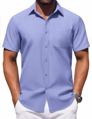 COOFANDY Mens Button Down Short Sleeve Shirt Casual Dress Shirt Untucked Summer Shirts with Pocket
