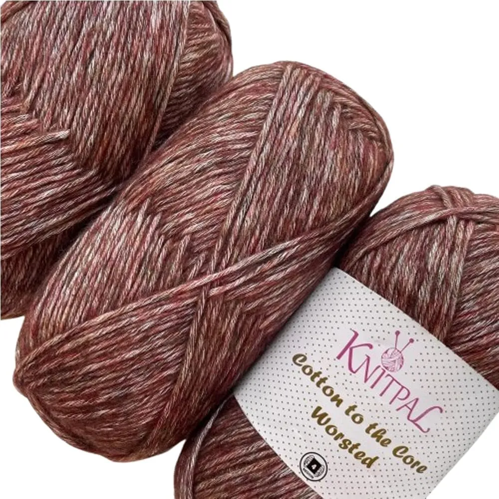Cotton to The Core Worsted Weight Yarn for Crocheting, 3 Skeins, 654 Yds/300G, Free Patterns - Soft Cotton Yarn for Knitting - #4 Medium Worsted Weight - Caramel Brown