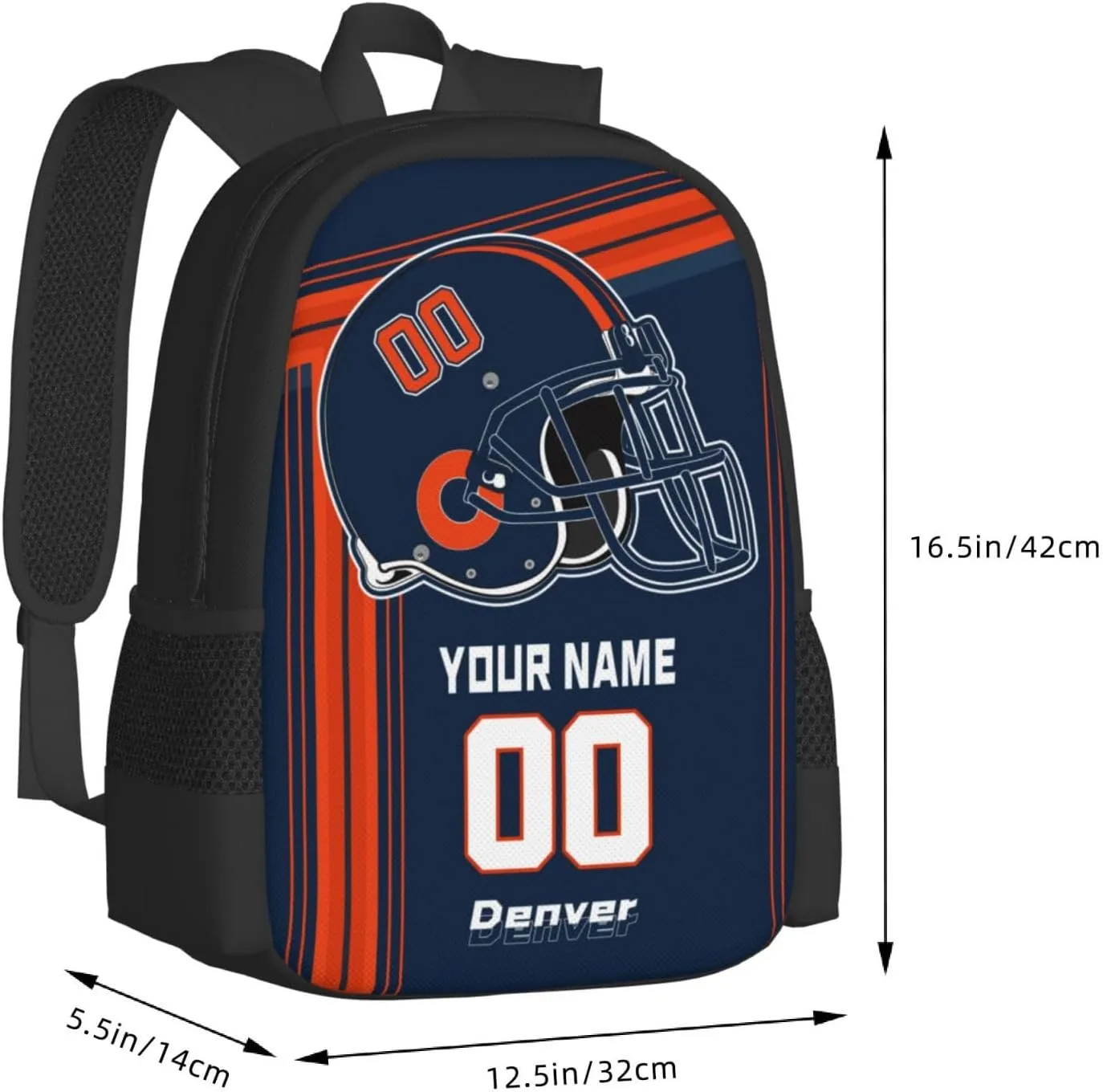 Custom Denver Backpack Personalized Name Number, Customize High Capacity Bookbag 17 Inch Laptop Bag Travel Backpack Gifts for Men Women Boys