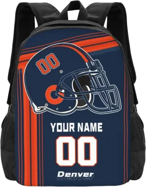 Custom Denver Backpack Personalized Name Number, Customize High Capacity Bookbag 17 Inch Laptop Bag Travel Backpack Gifts for Men Women Boys