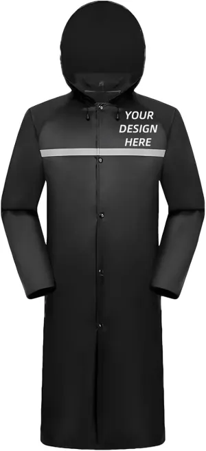 Custom Men's Long Hooded Rain Jacket Safety Waterproof Emergency Riancoat with Reflective Strip