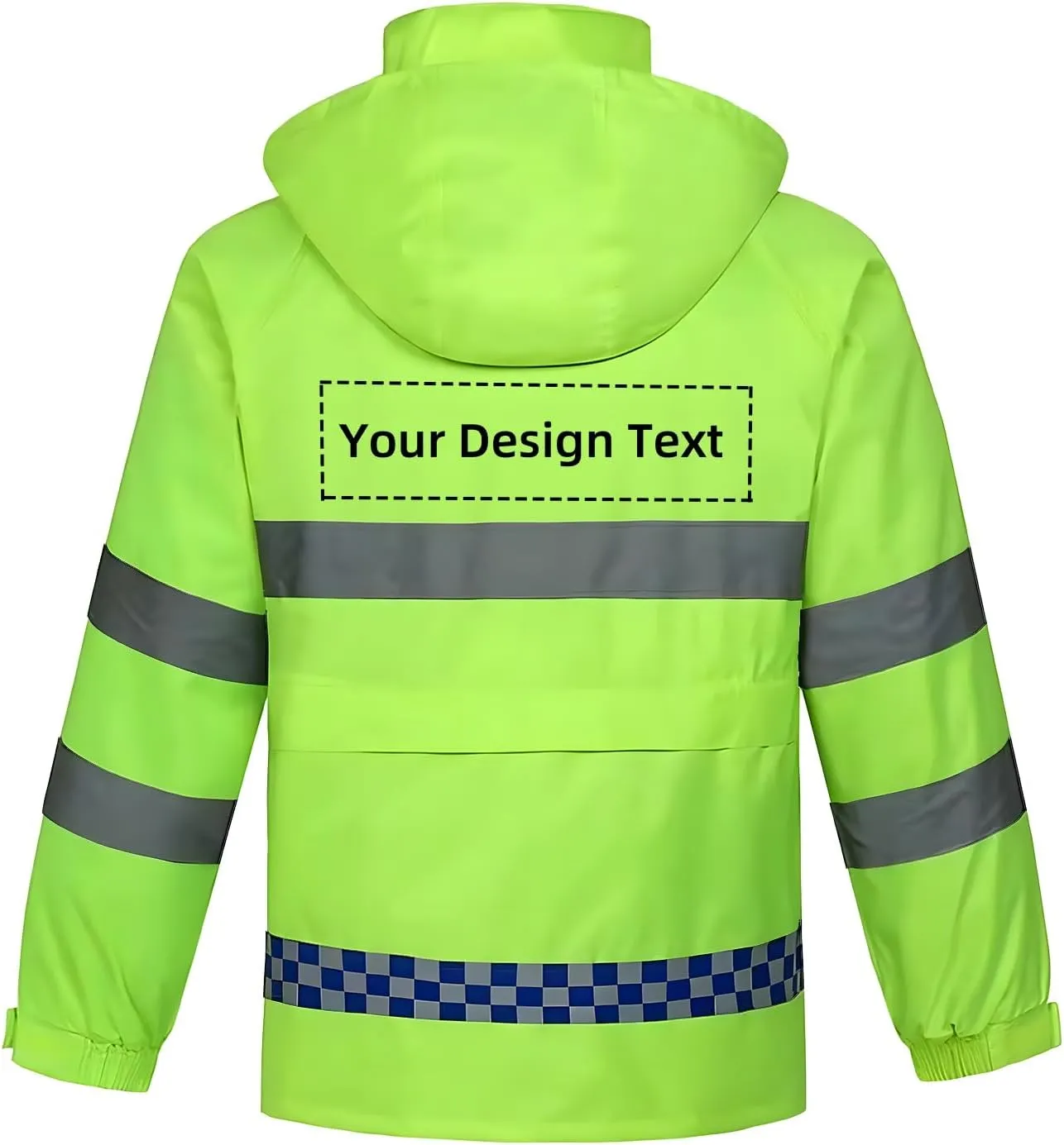 Custom Reflective Safety Rain Jackets High Visibility Waterproof Raincoat Lightweight Windbreaker with Pockets