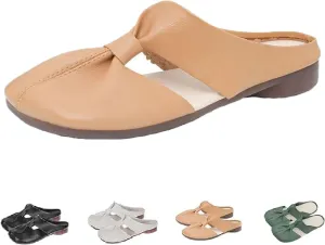 Cut Out Design Flat Mules-Cut Out Mules, 2024 New Women's Round Flat Toe Hollow Out Mules, Non-Slip Flat Mules for Women