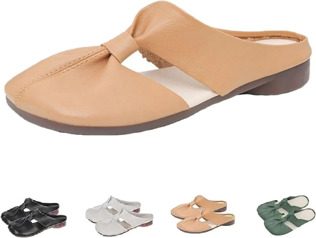 Cut Out Design Flat Mules-Cut Out Mules, 2024 New Women's Round Flat Toe Hollow Out Mules, Non-Slip Flat Mules for Women
