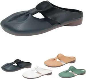 Cut Out Design Flat Mules, Women's Round Toe Mules,Flat Mules with Bow,Women's Hollow Out Flats Mules