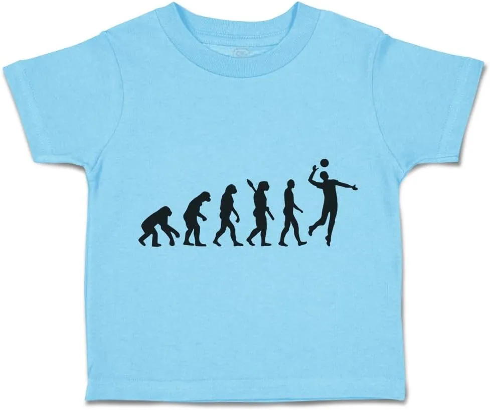 Cute Rascals Toddler T-Shirt Human Evolution Evolve into Volleyball Player Cotton Boy & Girl Clothes Olympics Event Aqua Blue 4T