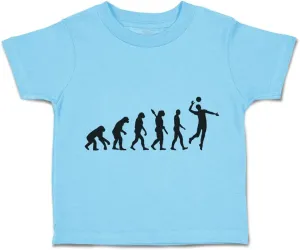 Cute Rascals Toddler T-Shirt Human Evolution Evolve into Volleyball Player Cotton Boy & Girl Clothes Olympics Event Aqua Blue 4T