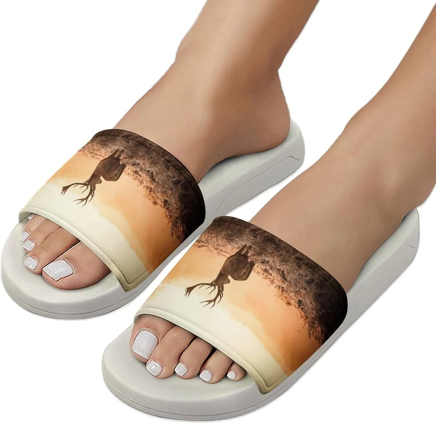 Deer Wilderness Nature Countryside Pattern PVC Home Slippers Non-Slip Shower Sandals Summer Indoor Outdoor Beach for Men And Women