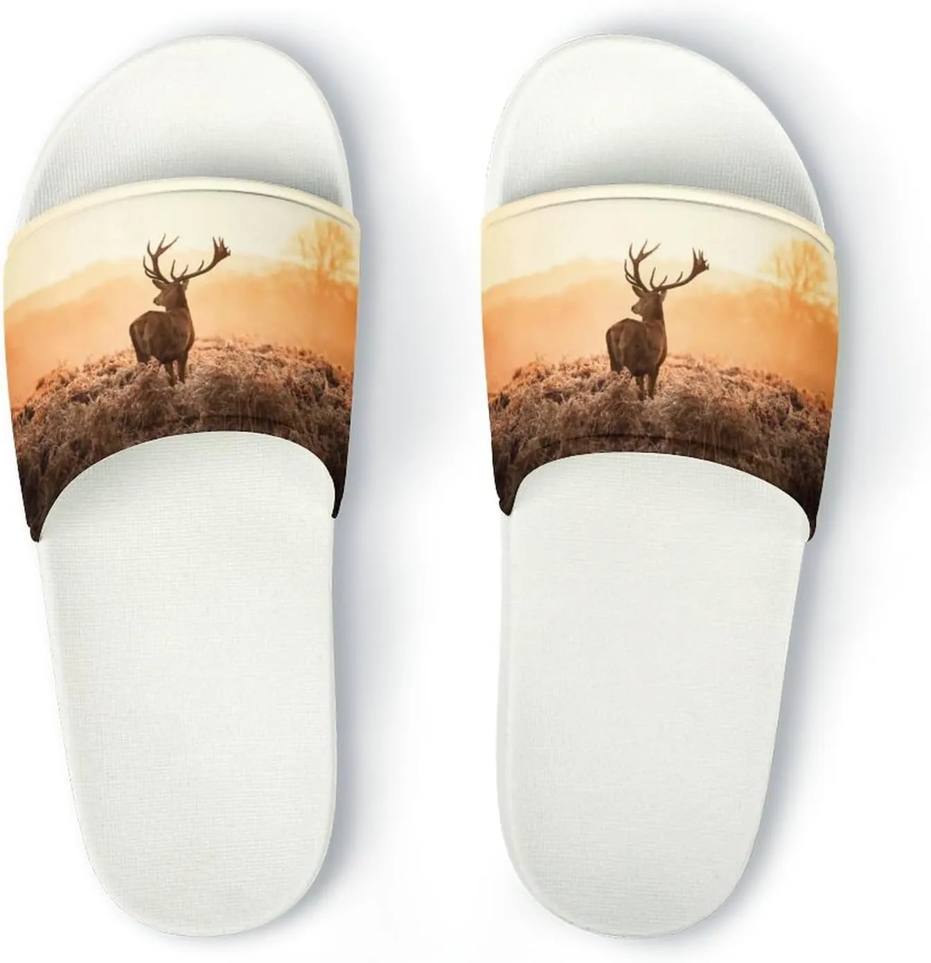 Deer Wilderness Nature Countryside Pattern PVC Home Slippers Non-Slip Shower Sandals Summer Indoor Outdoor Beach for Men And Women