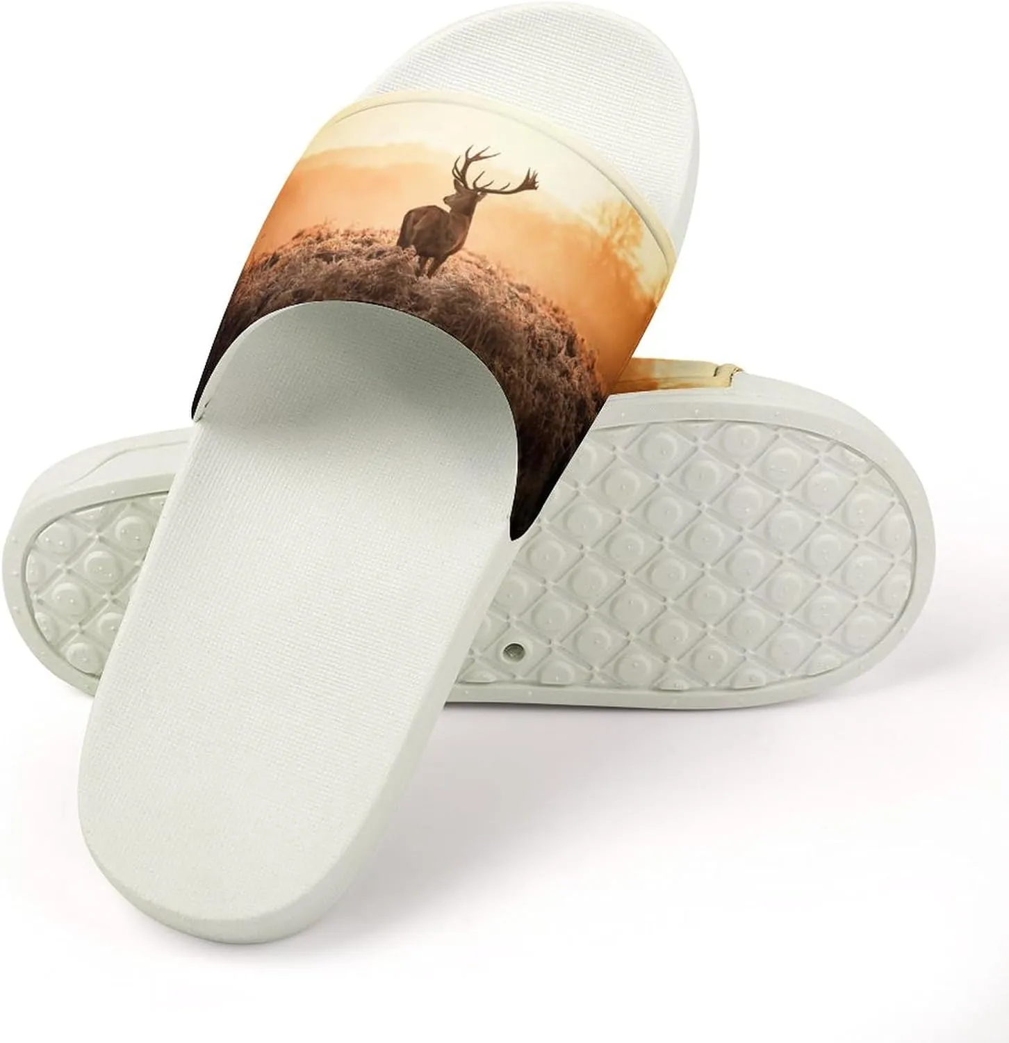 Deer Wilderness Nature Countryside Pattern PVC Home Slippers Non-Slip Shower Sandals Summer Indoor Outdoor Beach for Men And Women