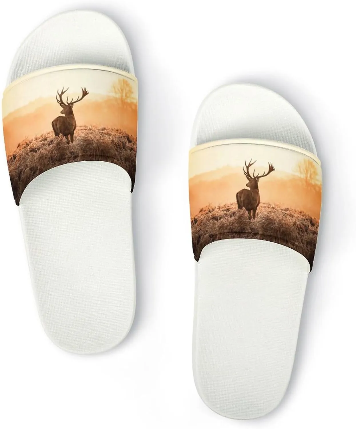 Deer Wilderness Nature Countryside Pattern PVC Home Slippers Non-Slip Shower Sandals Summer Indoor Outdoor Beach for Men And Women