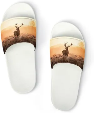 Deer Wilderness Nature Countryside Pattern PVC Home Slippers Non-Slip Shower Sandals Summer Indoor Outdoor Beach for Men And Women