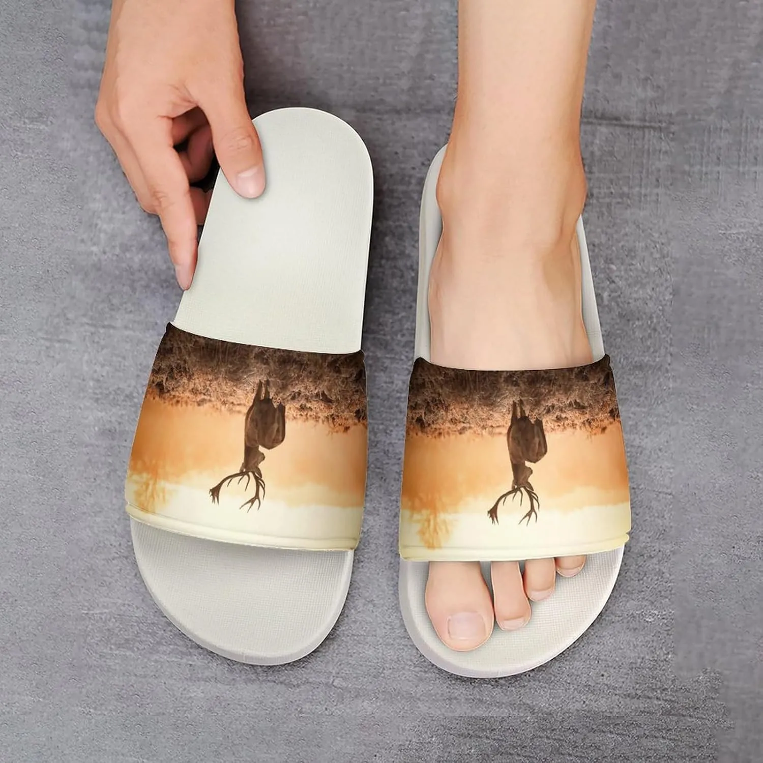 Deer Wilderness Nature Countryside Pattern PVC Home Slippers Non-Slip Shower Sandals Summer Indoor Outdoor Beach for Men And Women