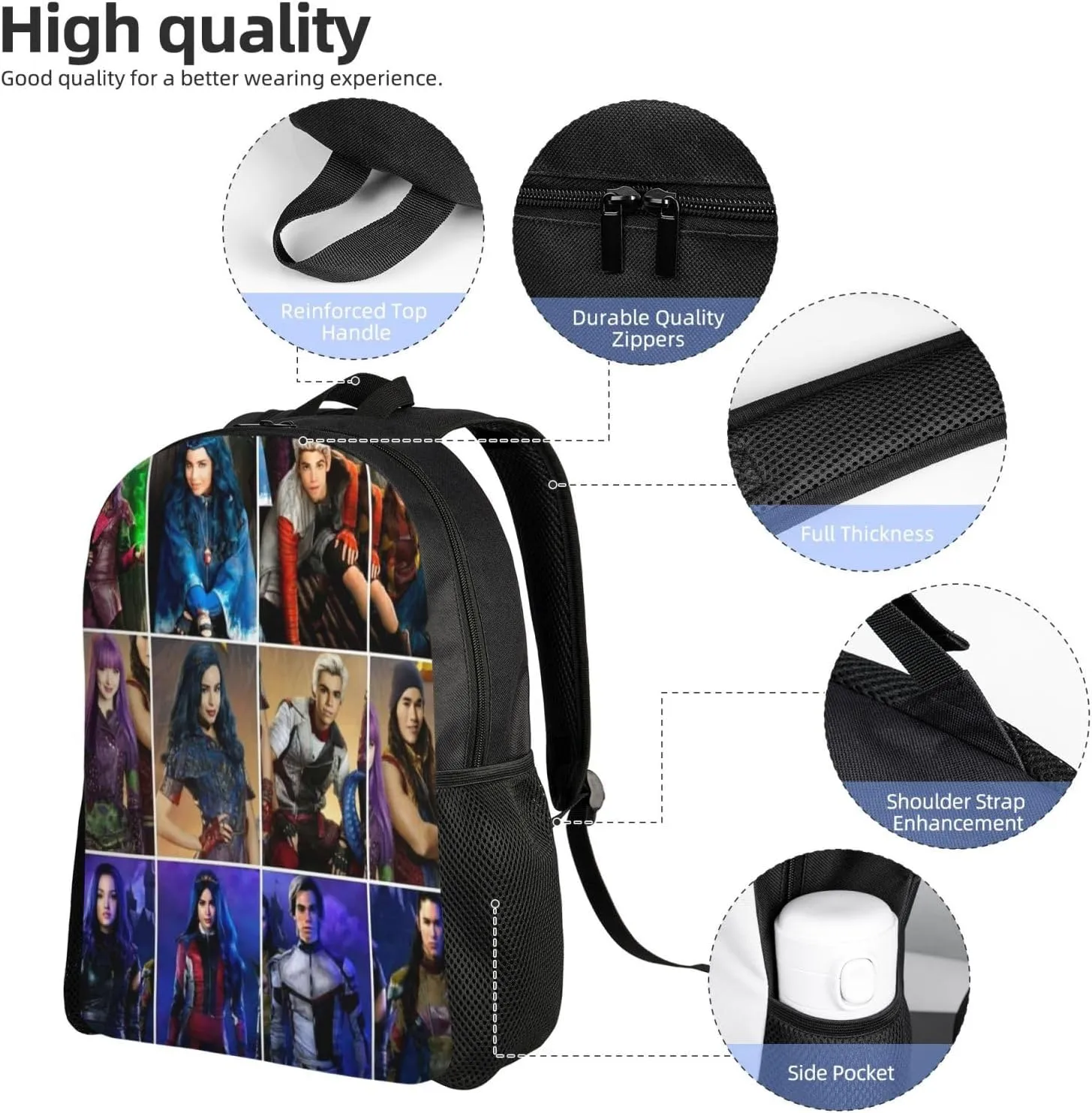 Desc-endants 3 Backpack, 17 inch casual large capacity cute travel sports backpack lightweight