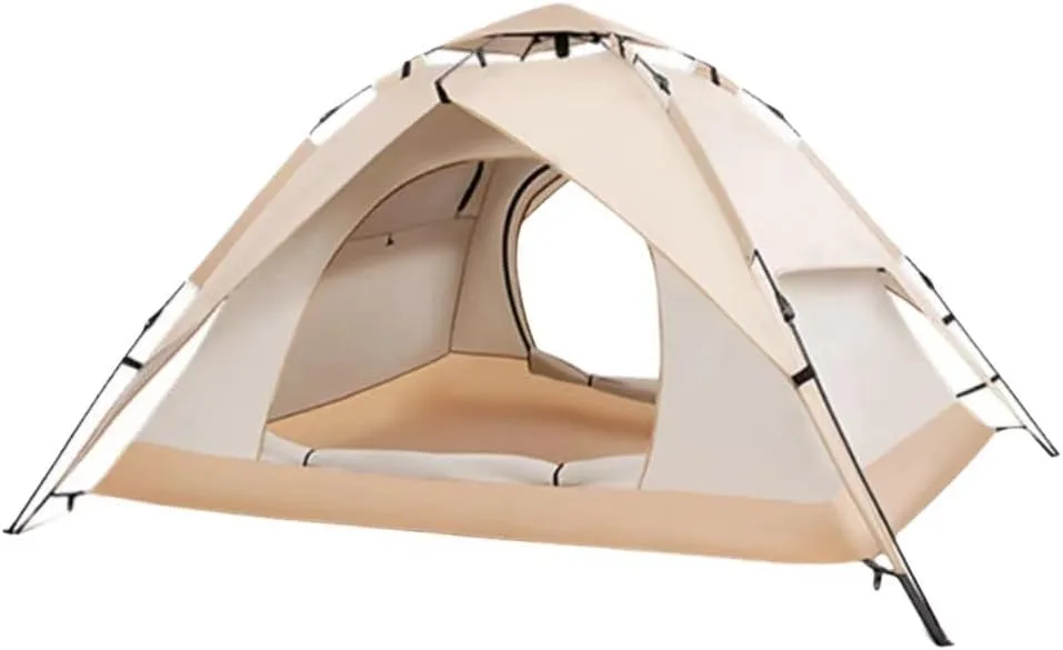Double-layer camping tent, outdoor Oxford cloth tent, camping adventure mountaineering windproof and waterproof tent,, standard, off white