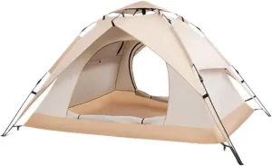 Double-layer camping tent, outdoor Oxford cloth tent, camping adventure mountaineering windproof and waterproof tent,, standard, off white