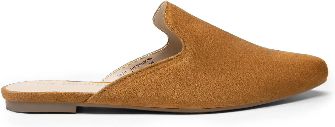 DREAM PAIRS Women's Flat Mules Pointed Toe Backless Loafer Shoes