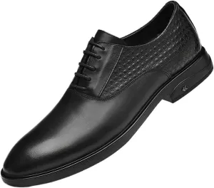 Dress Oxford for Men's Vintage Lace Up Business Brogue Vegan Leather Working Anti-Slip Non Slip Rubber Sole Block Heel Shoe