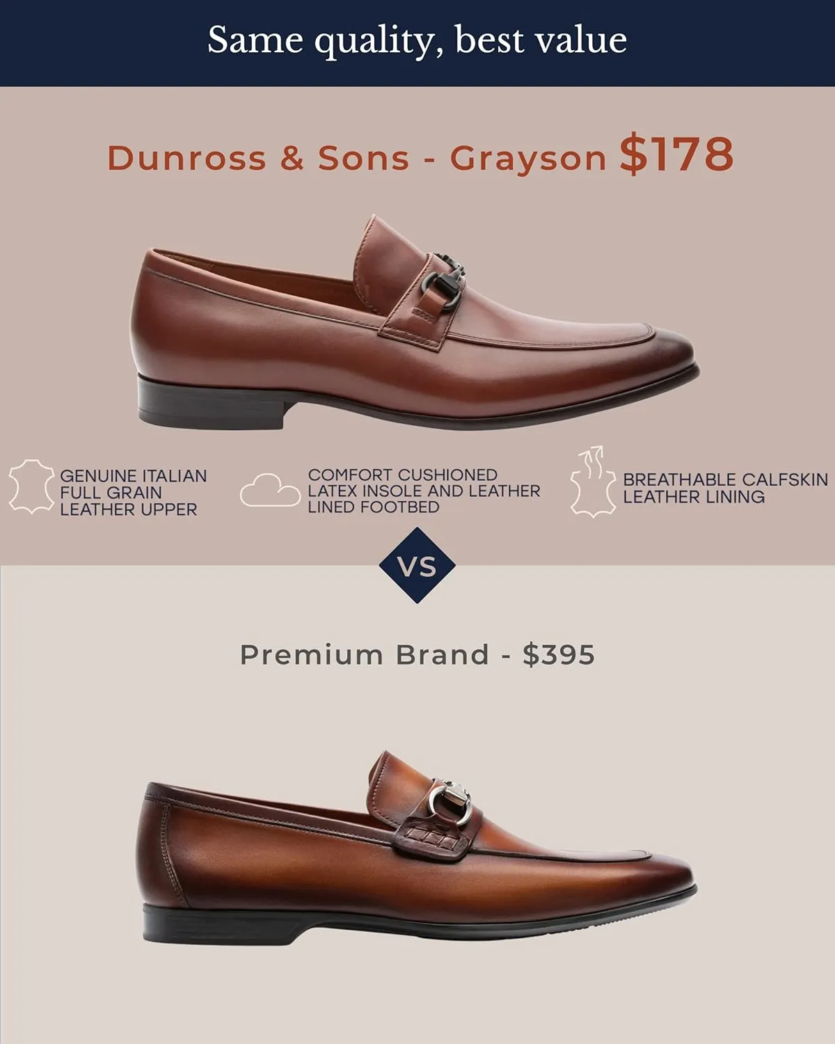 Dunross & Sons Mens Shoes. Dress Leather Shoes, Leather Bit Loafer. Grayson Versatile Slip-On with Leather Lining and Ortholite Comfort Insoles.