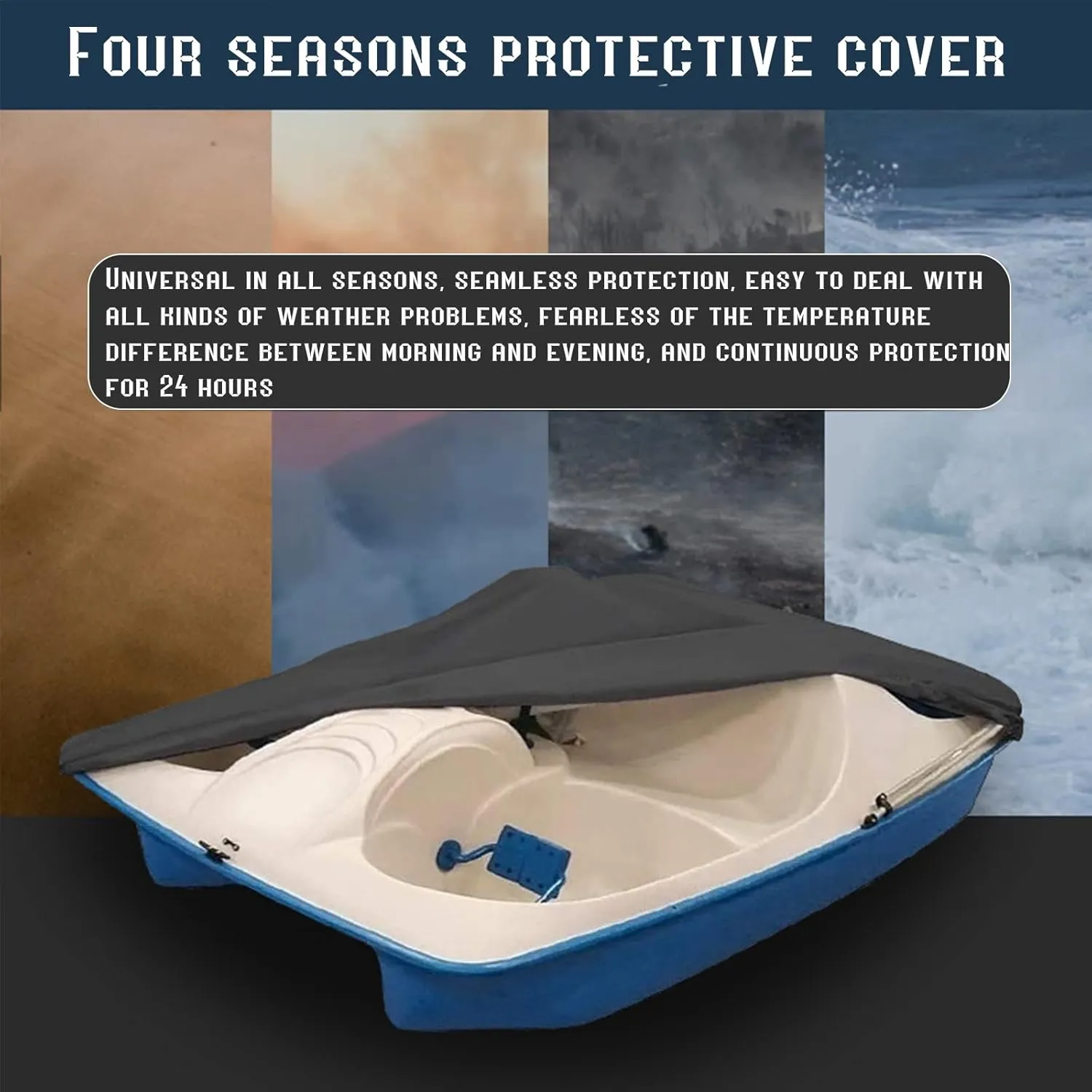 dust Proof Cover Pedal Boat Cover, Breathable Fishing Boat Cover, Easy and Convenient, 600d and Tear Resistant Dustproof Oxford Cloth Cover (Color : Blue, Size : 9.38x6.56ft)