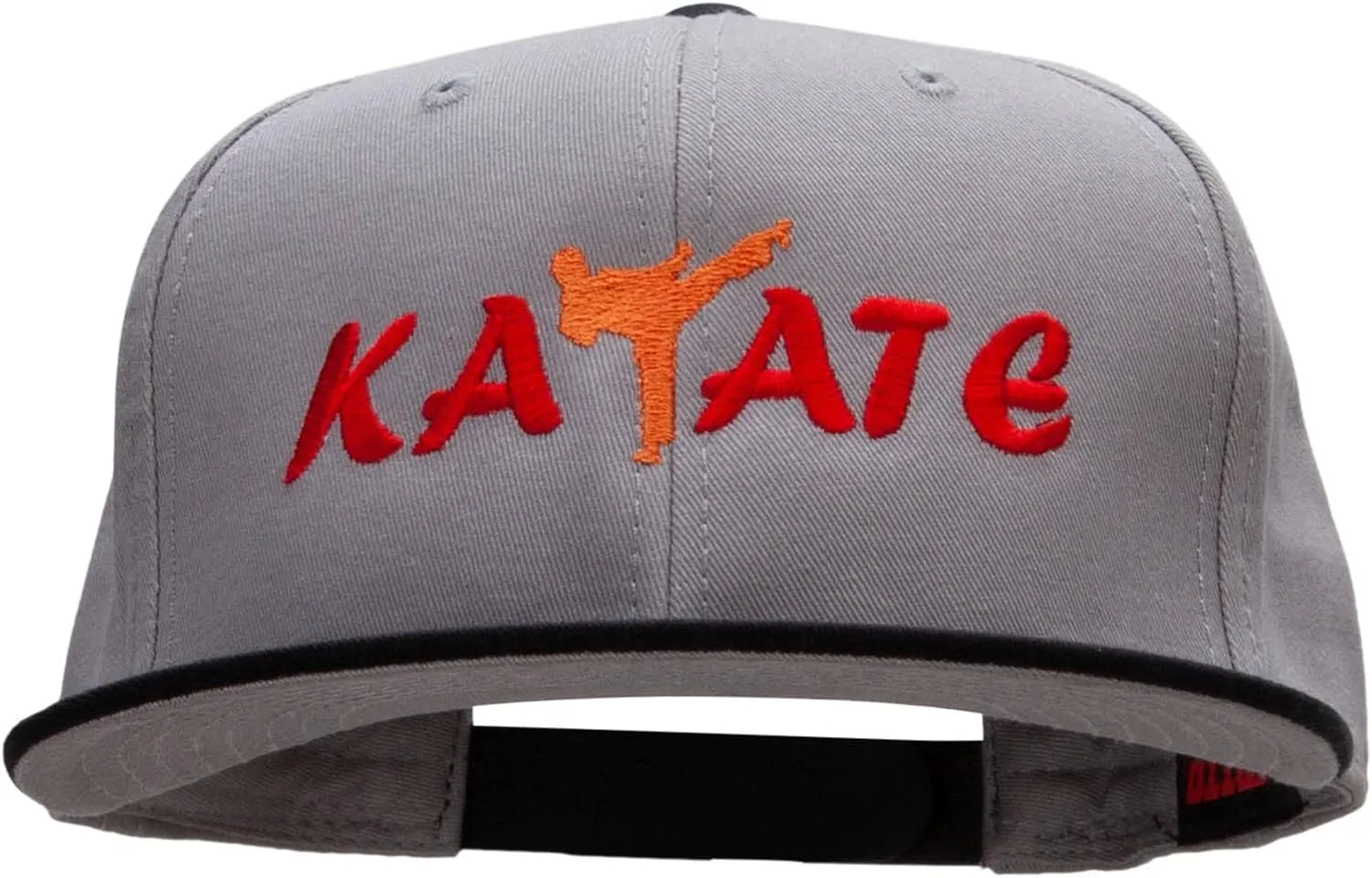 e4Hats.com Orange Karate Kick Embroidered Two Tone Flat Bill Snapback