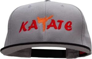 e4Hats.com Orange Karate Kick Embroidered Two Tone Flat Bill Snapback