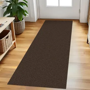 EARTHALL Woven Runner Rug 2x5 Ft Washable Runners for Hallways Cotton Rubber Backed Kitchen Runner Braided Indoor Floor Carpet Runners for Entryway, Hallway, Kitchen, Bedroom, Dark Coffee