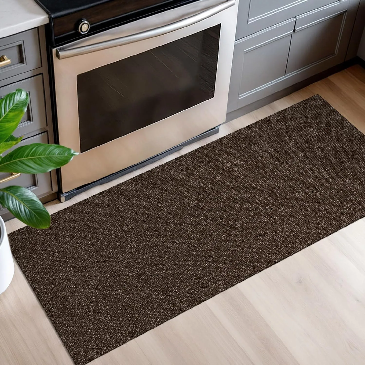 EARTHALL Woven Runner Rug 2x5 Ft Washable Runners for Hallways Cotton Rubber Backed Kitchen Runner Braided Indoor Floor Carpet Runners for Entryway, Hallway, Kitchen, Bedroom, Dark Coffee