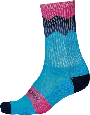 Endura Unisex-Adult Graphic Cycling Socks, Blue/Pink/Navy, L-XL