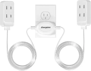 Energizer 6 Device 12 Foot Twin (6) AC Power Outlets Multi Plug Wall Outlet Extender Extension Cord Power Strip Expander Outlet Splitter Plug in Adapter