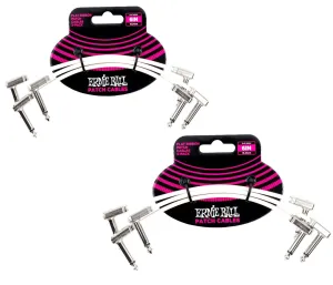 Ernie Ball Flat Ribbon Patch Cable Set 3x2 Length 6 Inch in White P06385 - Pack of 2