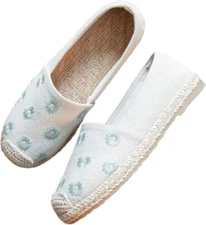 Espadrilles for Women Flat Sandals 2024 Spring Summer Casual Comfortable Canvas Slip on Shoes