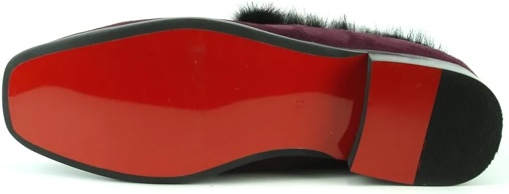 FI-7306 Suede Slip on Loafer with Black Fur