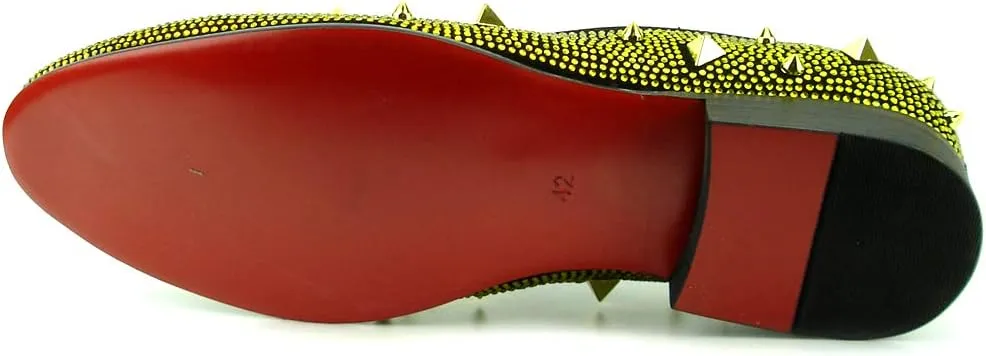 FI-7364 Men's Suede Rhinestones Spikes Slip on Loafer