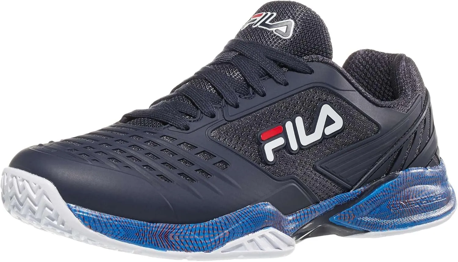 Fila Axilus 2 Energized Mens Tennis Shoe (Navy/White/Nectarine, US Footwear Size System, Adult, Men, Numeric, Medium, 10)
