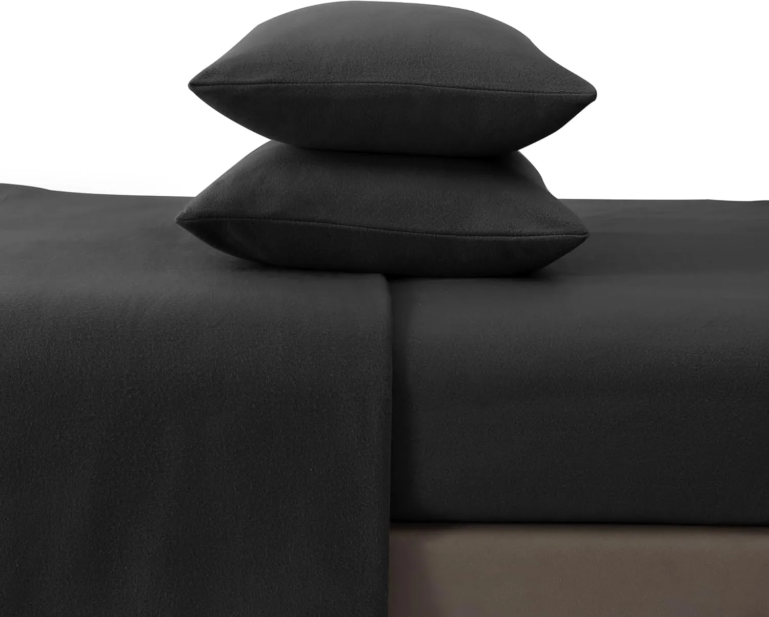 Fleece Twin Sheets Set 3-Piece Micro Polar Fleece Bed Sets with 15" Deep Pocket Fitted Soft Warm Sheet, Flat Sheet and Pillowcase, Black