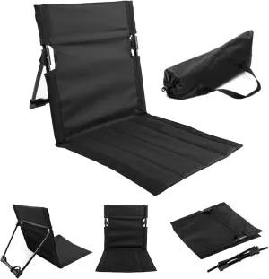 Folding Beach Chair Breathable Stable Portable Beach Chair with Sponge Filling & Mesh Pocket Lightweight Soft Sturdy Folding Floor for Fishing, Barbecues, Hiking, (Black)