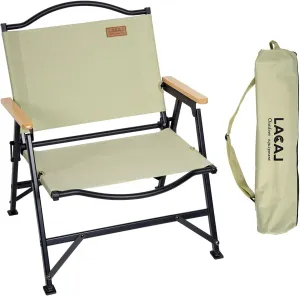 Folding Camping Chair for Adults Outside, Heavy Duty Aluminum Alloy Frame with Armrest, Comfortable Ripstop Oxford Cloth, Easy for Camping, Hiking, Picnic, Party(Beige M Size)